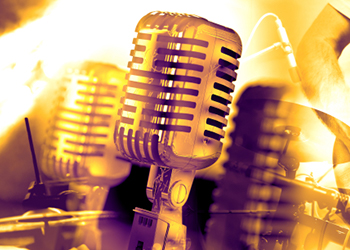 An image of a golden microphone